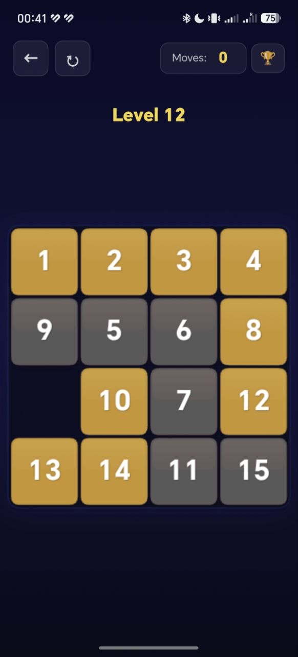Fifteen Puzzle — completed puzzle